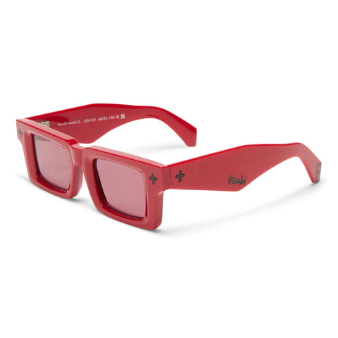 Ksubi Smiths Ii Red Black Uni-Sex Rectangle Sunglasses | Eyewear Index