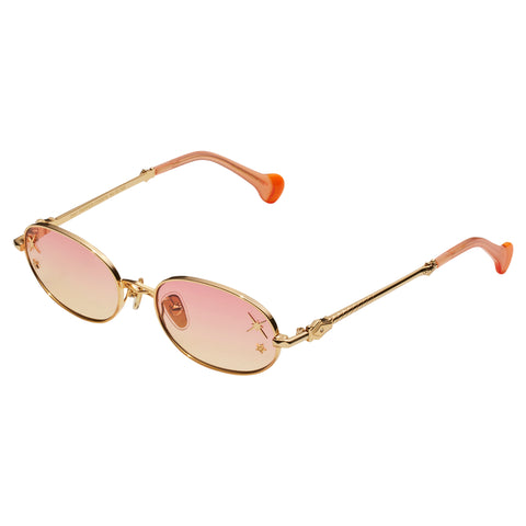 Camilla Day Tripper Gold Gold Stars Female Oval Sunglasses | Eyewear Index