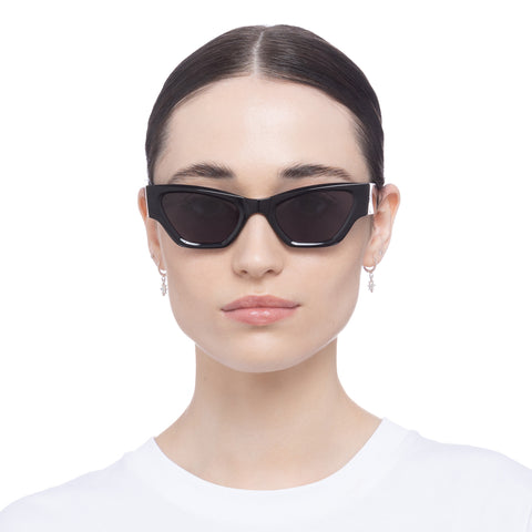 Le Specs Charade Black Uni-Sex Cat-Eye Sunglasses | Eyewear Index