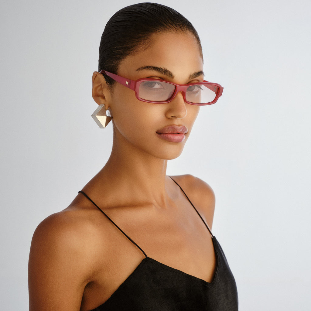 Le Specs Dial Tone Cranberry Uni-Sex Rectangle Sunglasses | Eyewear Index