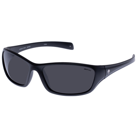 Solarized Narrow Wrap Matte Black Male Wrap Sunglasses | Eyewear Index