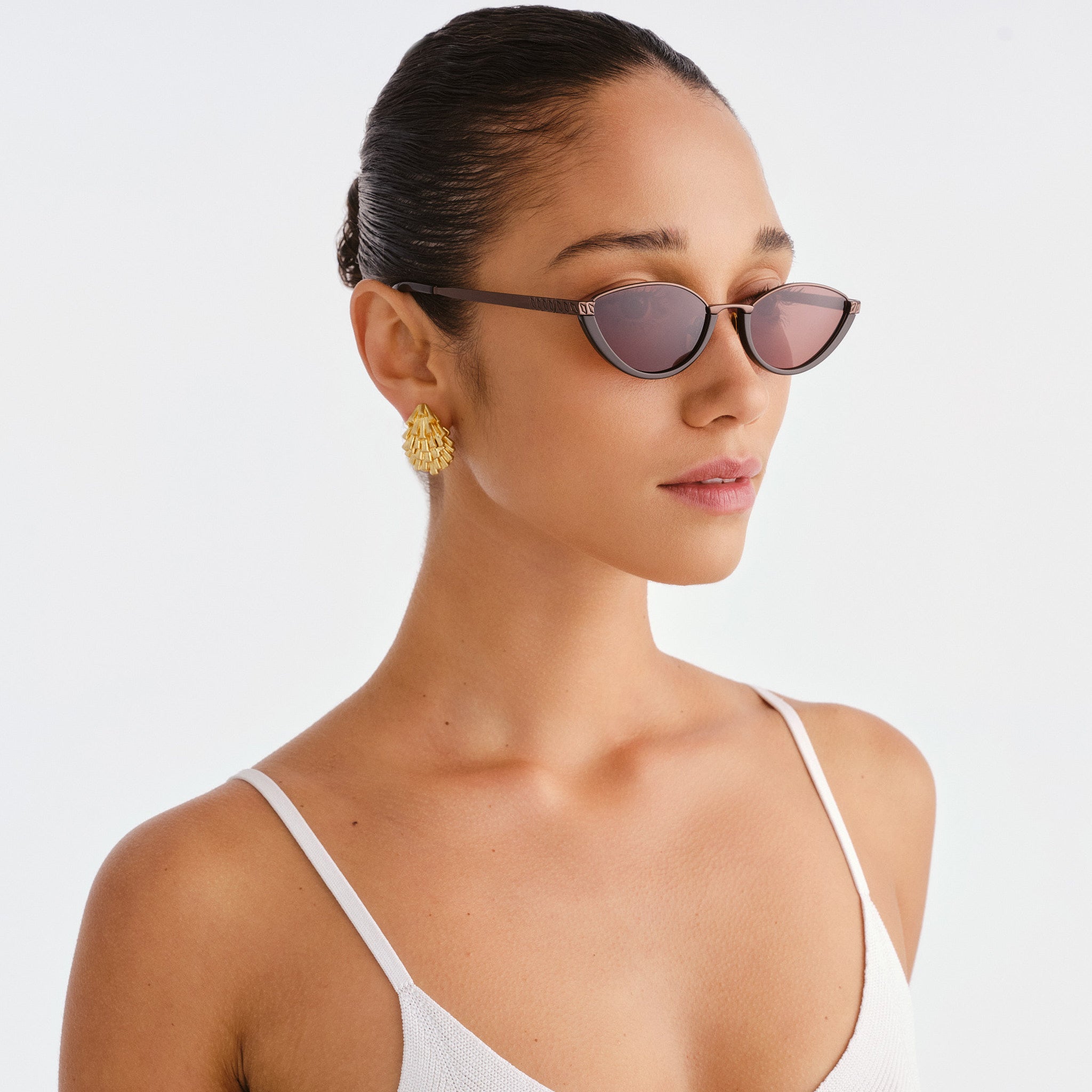 Luv Lou The Lia Bronze Female Cat-Eye Sunglasses | Eyewear Index