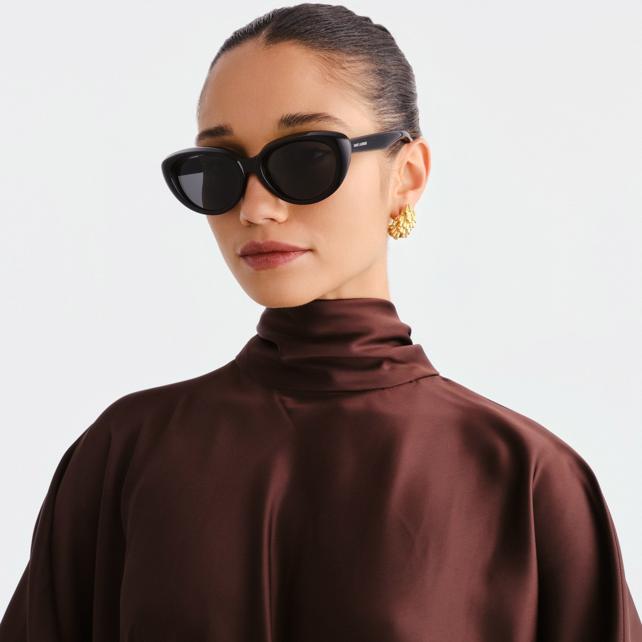 Saint Laurent Sl859k Black Female Cat-Eye Sunglasses | Eyewear Index