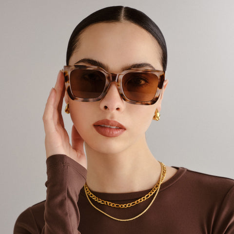 Aire Abstraction Cookie Tort Female Square Sunglasses | Eyewear Index