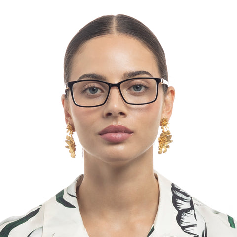 Oroton Melaque Black Ivory Female Rectangle Optical Frames | Eyewear Index