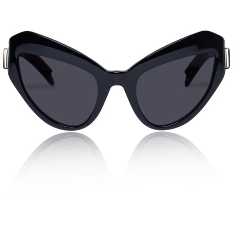 Karen Walker Bow Wow Black Female Cat-Eye Sunglasses | Eyewear Index