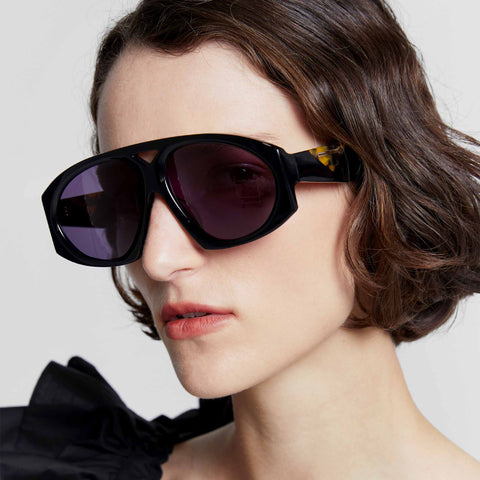 Karen Walker Female Marquise B Black Aviator Sunglasses