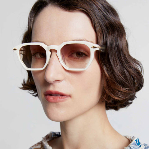 Karen Walker Uni-sex Trillion Cream Round Sunglasses