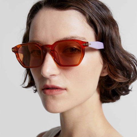 Karen Walker Uni-sex Trillion Orange Round Sunglasses