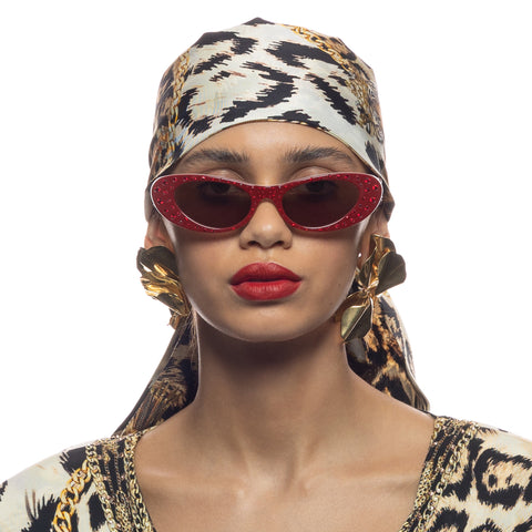 Camilla Female Champagne & Caviar Red Cat-eye Sunglasses