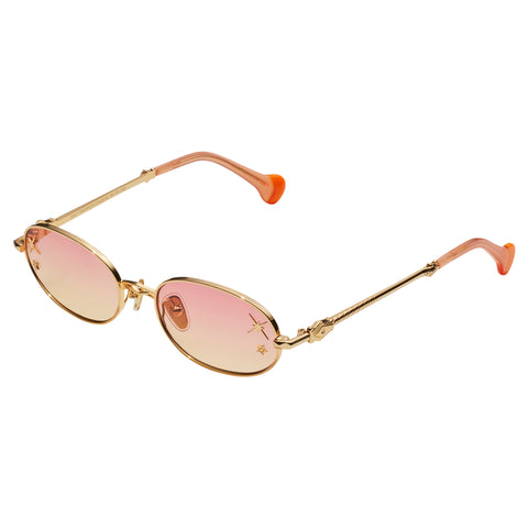 Camilla Female Day Tripper Gold Oval Sunglasses