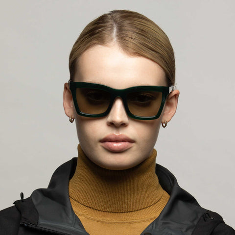 Indescratchables Uni-sex Grip Green Modern Rectangle Sunglasses