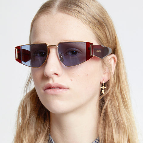 Karen Walker Uni-sex Nix Burgundy Rectangle Sunglasses
