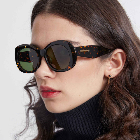 Karen Walker Uni-sex Parlour Tort Oval Sunglasses