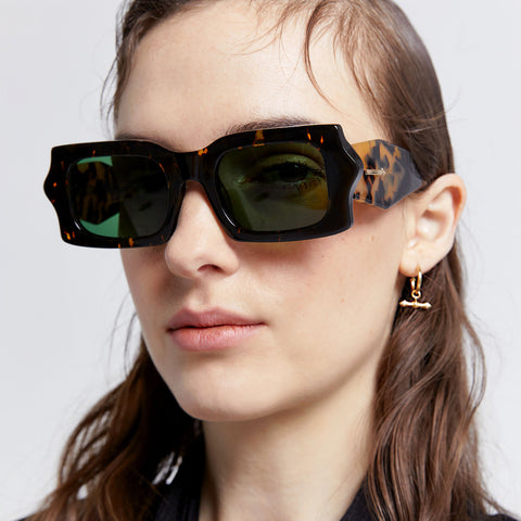 Karen Walker Uni-sex Blow Wave Tort Rectangle Sunglasses