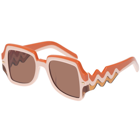 Karen Walker Female Wavy Ultra B Orange Square Sunglasses