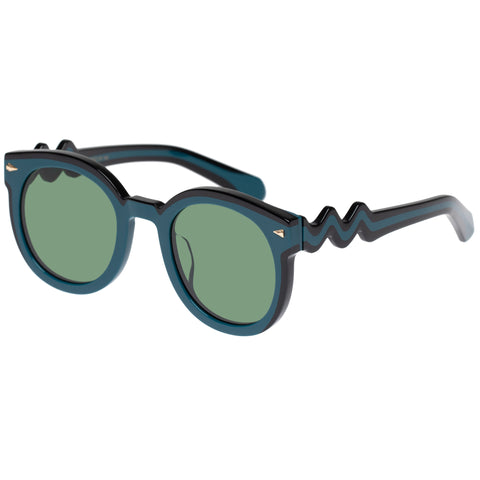 Karen Walker Uni-sex Super Wavy Duper Turquoise Round Sunglasses