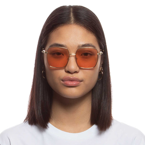 Le Specs Female Aquarius Sphere Gold Square Sunglasses