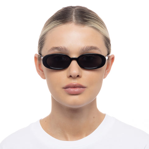 Le Specs Uni-sex Outta Love Black Oval Sunglasses