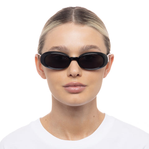 Le Specs Uni-sex Work It! Black Oval Sunglasses