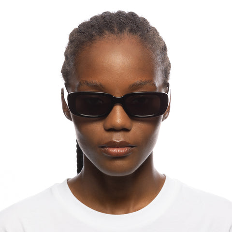 Solarized Uni-sex Slim Y2k Black Rectangle Sunglasses